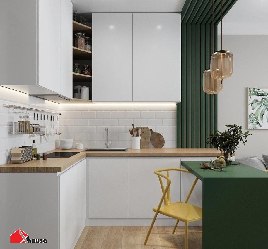 TOP +45 Mẫu thiết kế nội thất Phòng bếp chung cư đẹp, tiện nghi 32 Thiết kế phòng bếp liền phòng bếp giúp tạo sự rộng thoáng cho không gian