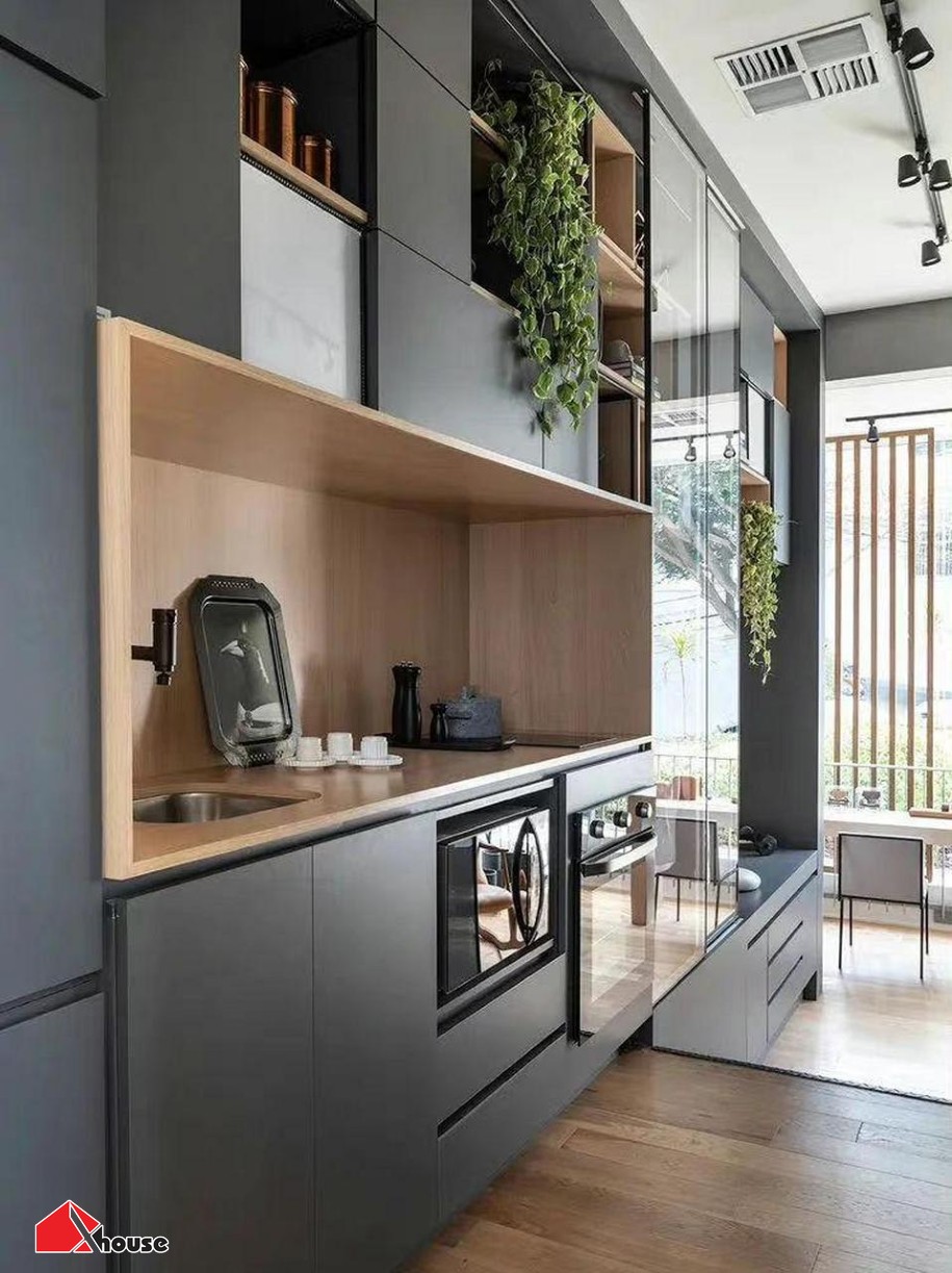 TOP +45 Mẫu thiết kế nội thất Phòng bếp chung cư đẹp, tiện nghi 38 Phòng bếp liền bếp chung cư hiện đại