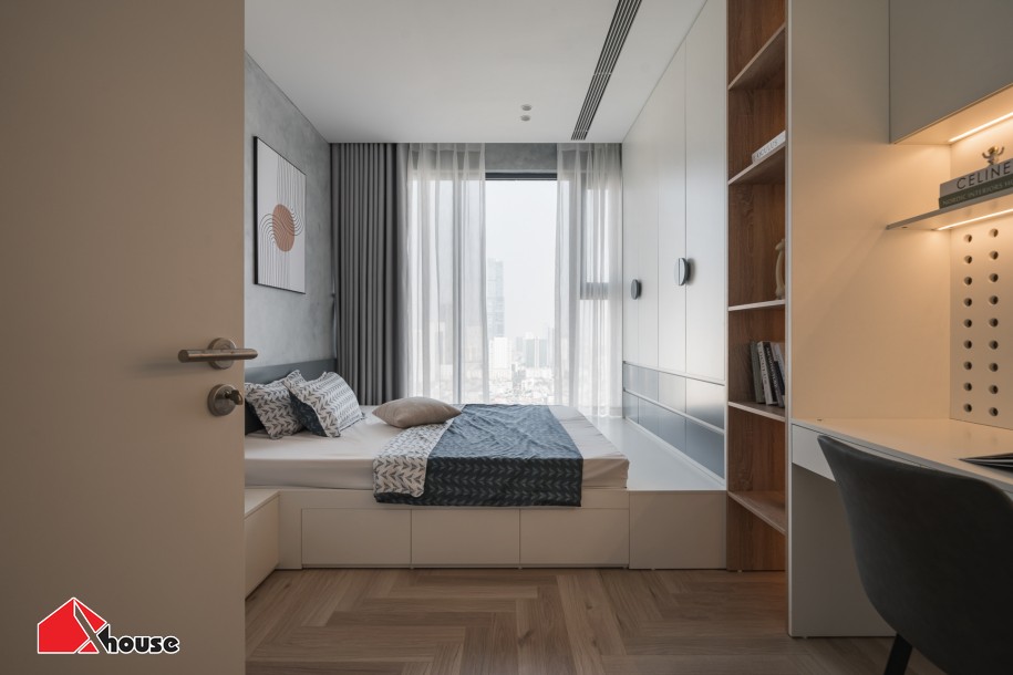 TOP+50 Mẫu phòng ngủ chung cư đẹp, hiện đại, tiện nghi 2026 36 Thi công nội thất phòng ngủ cho con trai lớn