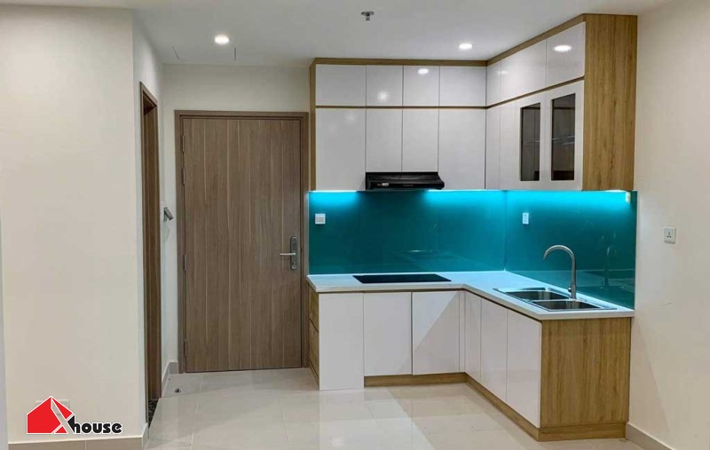Mẫu tủ bếp chung cư hình chữ L